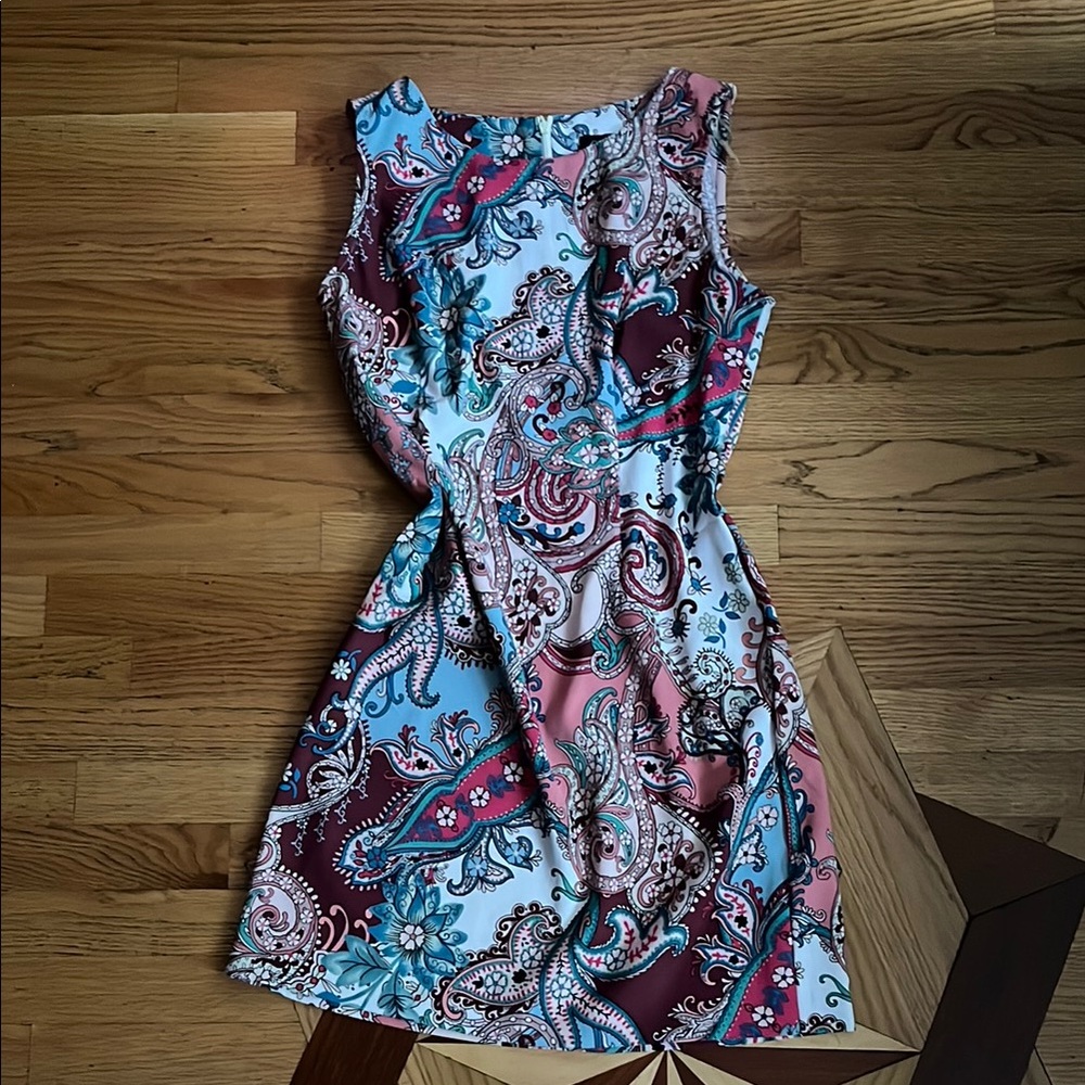 Connected Apparel Blue Pink Scoop Neck Mini Sundress - Size 14P‎